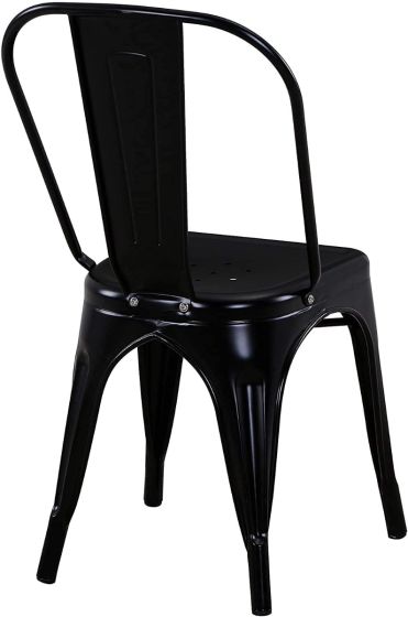 Metal Stackable Dining Chairs for Indoor, Outdoor & Kitchen Chair - Black - COOLBABY