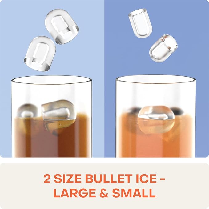 Portable Ice Maker, Bullet-Shaped Ice, Self-Cleaning (White)