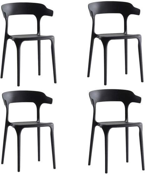 Modern Cuisine Stackable Plastic Chairs For Hotels, Negotiations, And Cafes - Black - COOLBABY