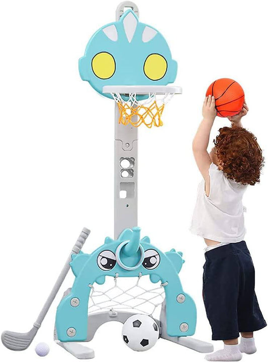 COOLBABY Toddler Basketball Hoop with Multi-Sport Play Set - Adjustable Height for Indoor and Outdoor Fun - COOL BABY