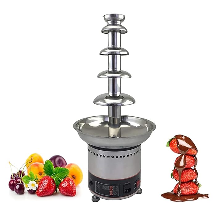 Chocolate Fountain, Stainless Steel Heated Basin, 5 Tiers Electric Melting Machine, Fondue Pot for Chocolate Candy, Ranch, Cheese, Birthday Celebration - COOLBABY