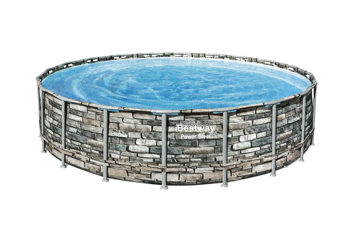 Round Pool Set Natural Stone Look 671 x 132 cm - COOLBABY