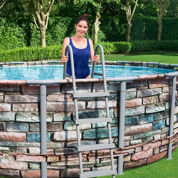 Round Pool Set Natural Stone Look 671 x 132 cm - COOLBABY