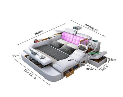 Smart King Size Bed with Projector, Massage, Speakers, Wireless Charging - COOLBABY