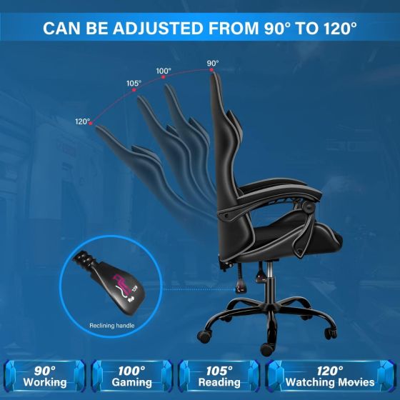 Gaming Chair Ergonomic Computer Chair, Backrest and Seat Height Adjustable, Swivel Recliner Chair - COOLBABY