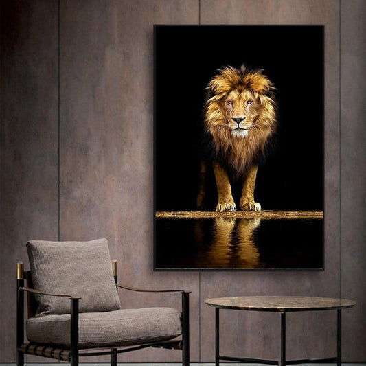 Modern Art Lion, Mural in Dark Canvas Wall Art - 150*100 cm - COOLBABY