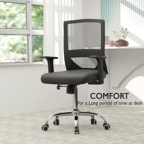 Medium Back Mesh Office chair with Lumbar Support Black - COOLBABY