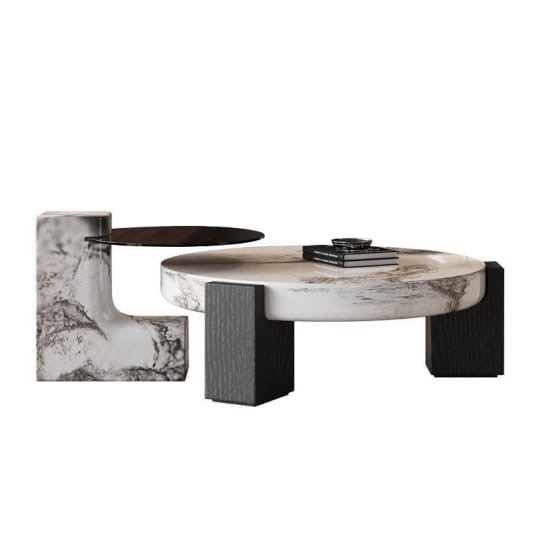 Marble Coffee Table - Black with patterned marble - COOLBABY