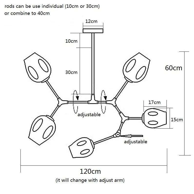 Modern Hanging Light Blair 5 Buds - Gold Matt