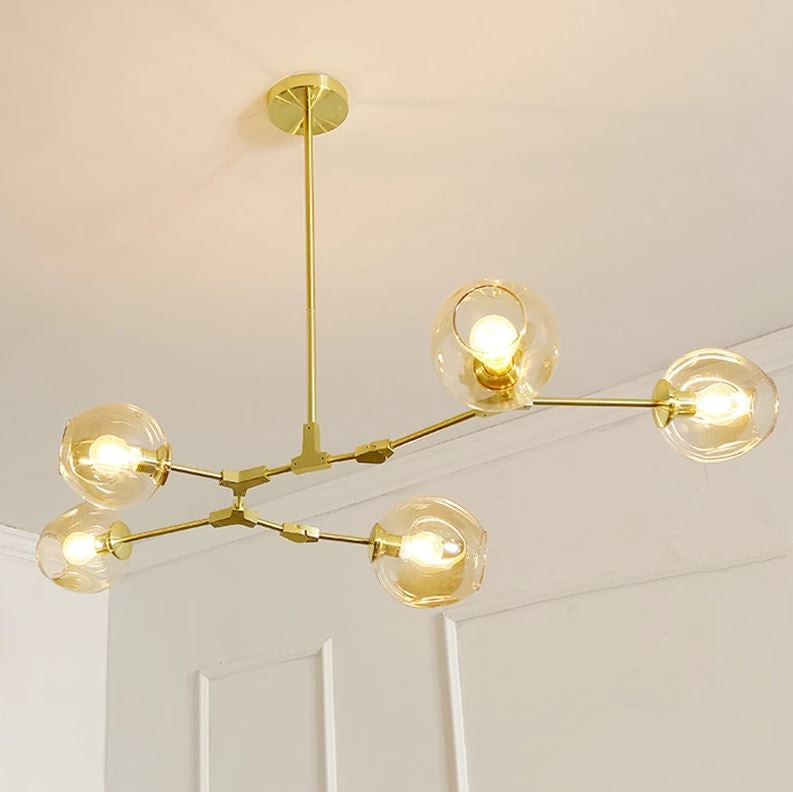 Modern Hanging Light Blair 5 Buds - Gold Matt