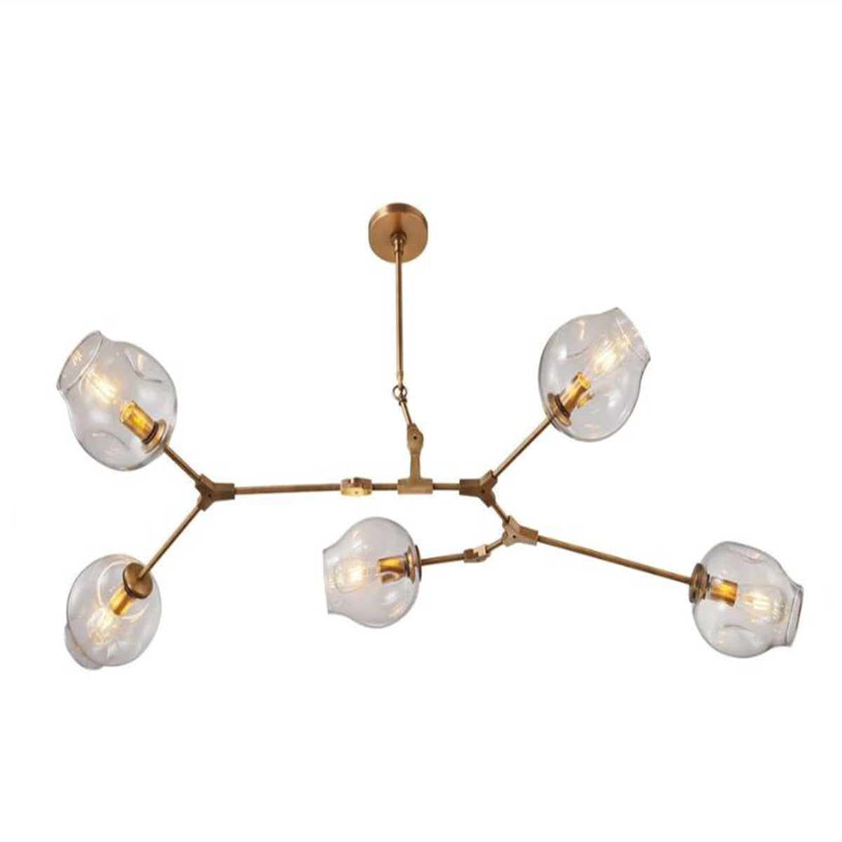 Modern Hanging Light Blair 5 Buds - Gold Matt