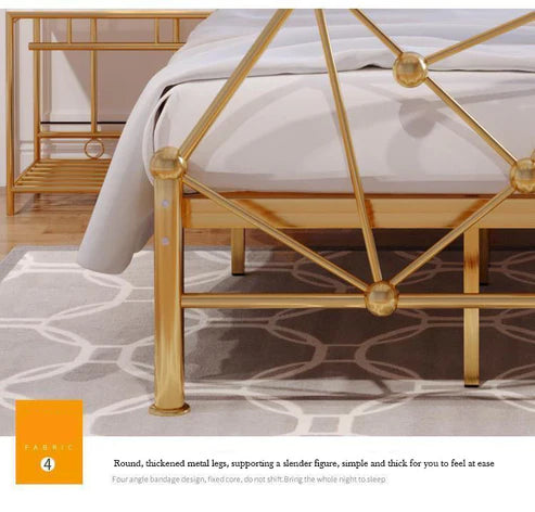 Durable Gold Iron Bed Frame - Elegant Carbon Steel Design for Ultimate Comfort - COOLBABY