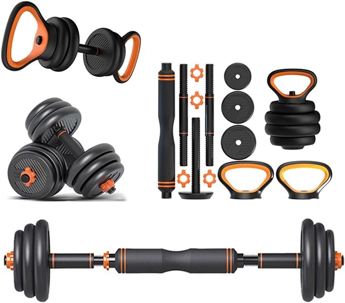 4-in-1 Adjustable Dumbbell Set: Dumbbell, Barbell, Kettlebell, Push-up Bracket - Versatile Home Gym and Office Strength Exercise - 15kg - COOLBABY