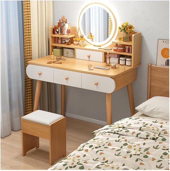 Dressing Table Makeup Mirror With Lights And 3 Drawers - COOLBABY