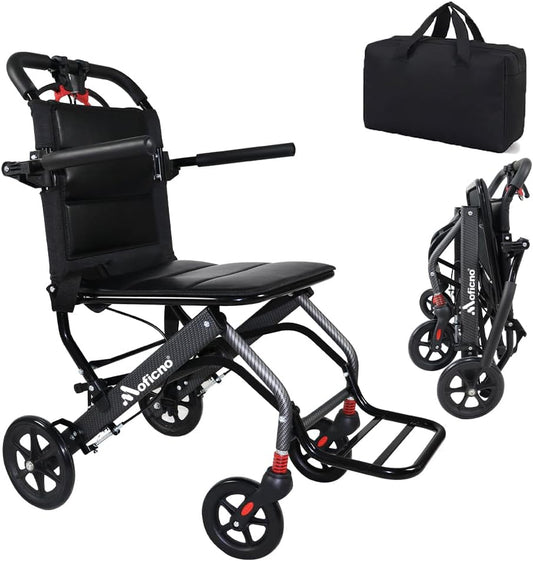 COOLBABY Portable Transit Travel Wheelchair,Folding Transport Wheelchairs for Adults and Seniors,Aluminum Alloy Frame - COOLBABY