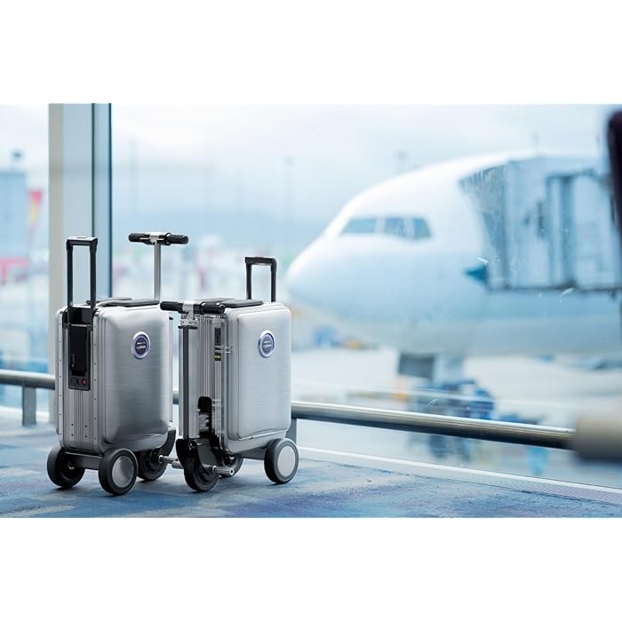 Plastic Airxpress G45 Smart Riding 3 Spinner Wheel Hard Suitcase - Boarding Allowed, Digital Silver, 55 cm