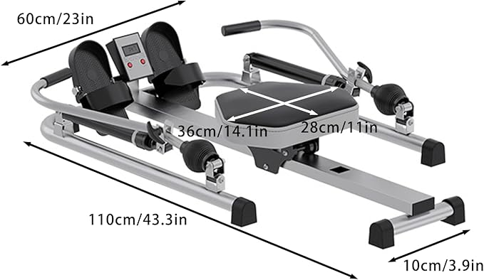 Hydraulic Rowing Machine, Full Motion Rower with Adjustable Resistance & LCD Monitor for Cardio - COOLBABY