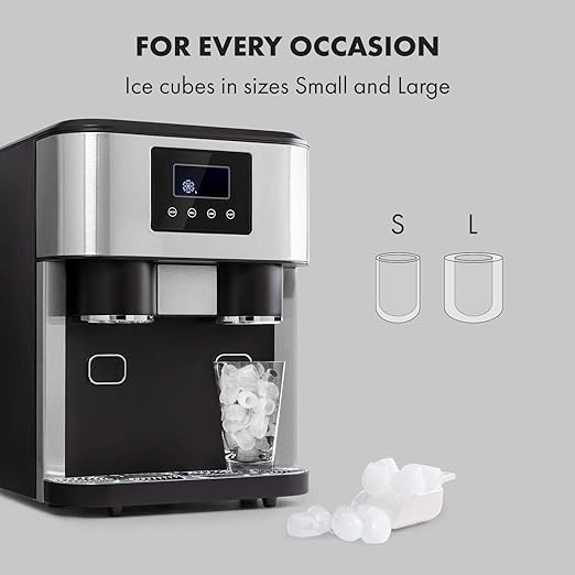 Ice Maker, 3-in-1: Ice Cubes, Crushed Ice, Cold Water, 15-18kg/24h, LCD Display, 1.8L Tank - COOLBABY