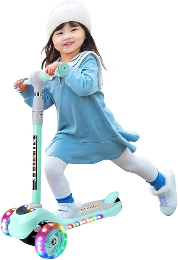 COOLBABY Folding 3 Wheel Scooter for Kids,Toddler Kids Boys Girls Adjustable Height PU Wheels Best Gifts 312D-GR-TMM - COOLBABY