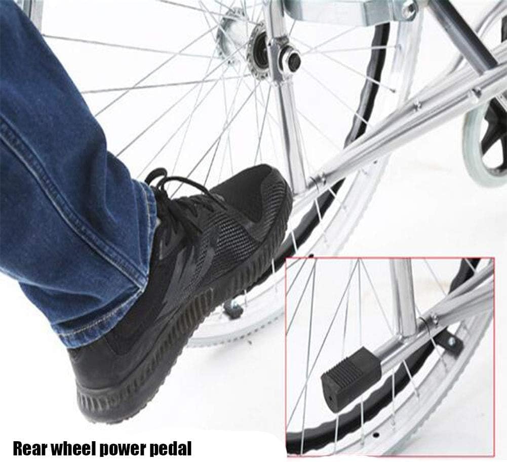 Lightweight Folding Aluminum Manual Wheelchair Thickened Elderly Medline Wheelchairs Adjustable Seat Cushion, with Handbrakes - COOLBABY