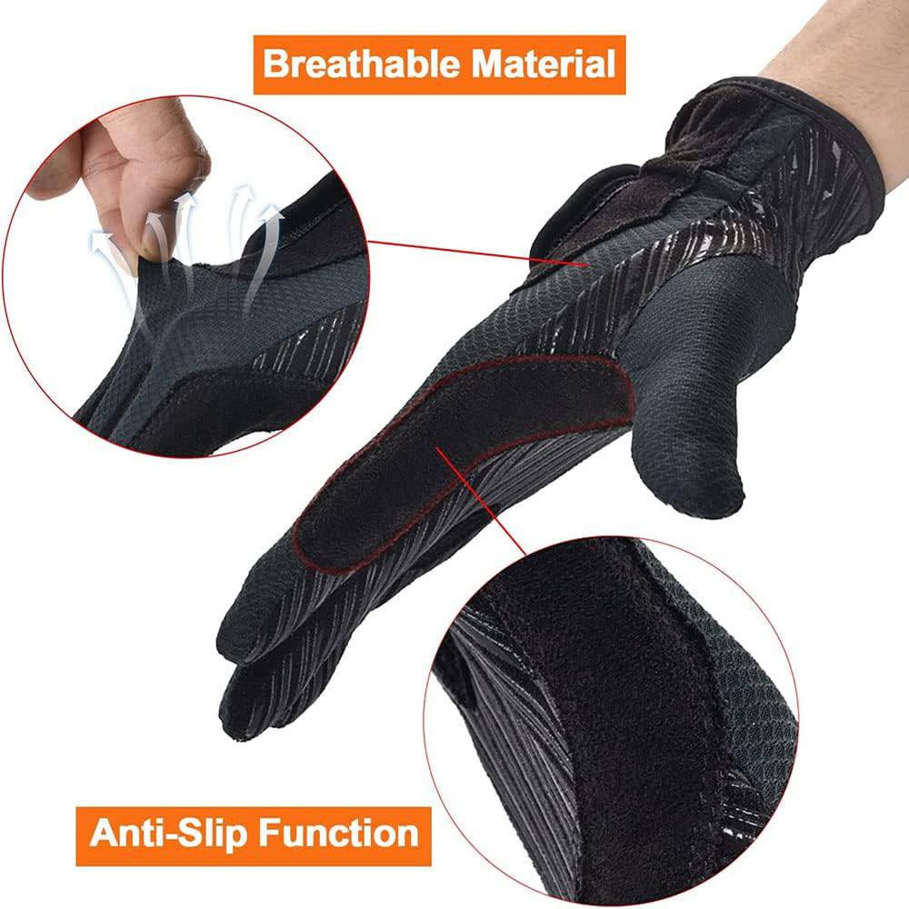 COOLBABY ZRW-MSST Outdoor Horse Riding Gloves Professional Wear Resistant Non Slip All Finger Equestrian Gloves for Women Men Horseback Riding Gloves Black L - COOL BABY