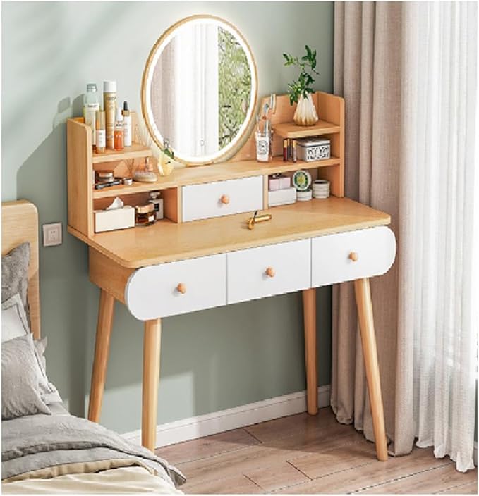 Dressing Table Makeup Mirror With Lights And 3 Drawers - COOLBABY