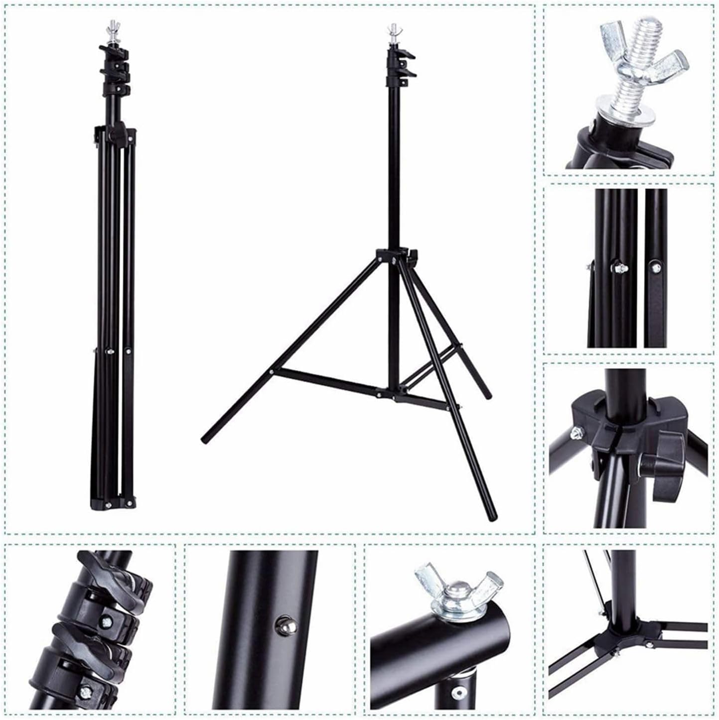 Backdrop Stand Kit with 3pcs Backdrops Photography Backdrop Support System Adjustable Photo Background Screen Stand - COOLBABY