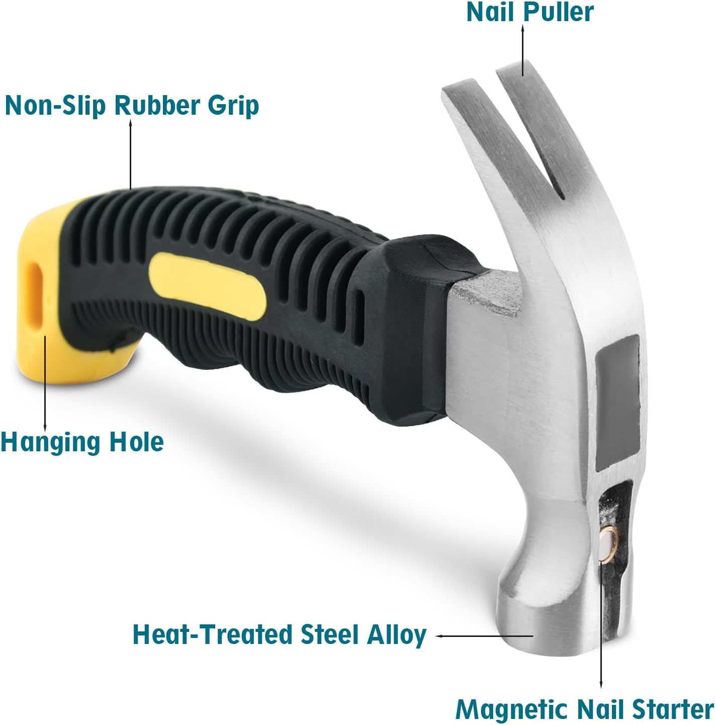 🔨 Small Claw Hammer – Mini Stubby Hammer with Magnetic Nail Holder for Women, Kids, DIY & Camping - COOLBABY