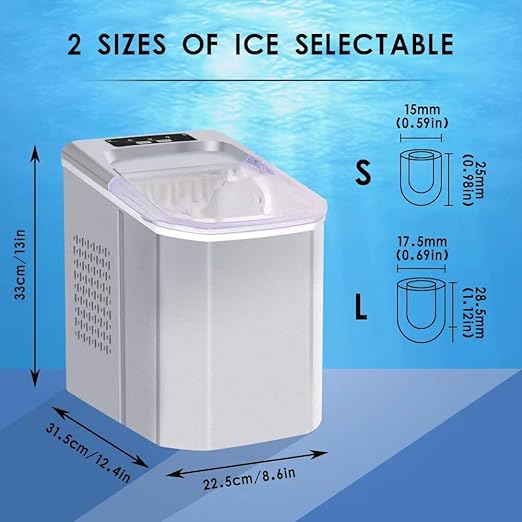 Countertop Ice Maker, 26lbs in 24Hrs For Home, Kitchen And Office