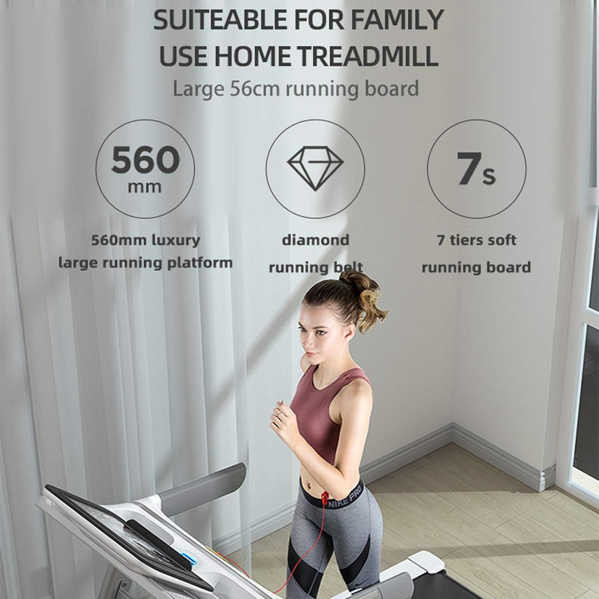 COOLBABY Electric Motorized Treadmill for Home – Foldable Running & Walking Machine with Large 10.1" Touchscreen Display, WiFi Connectivity, Speed 0.8–12 km/h – Compact, Space-Saving Fitness Equipment (No Packaging Included) - COOLBABY