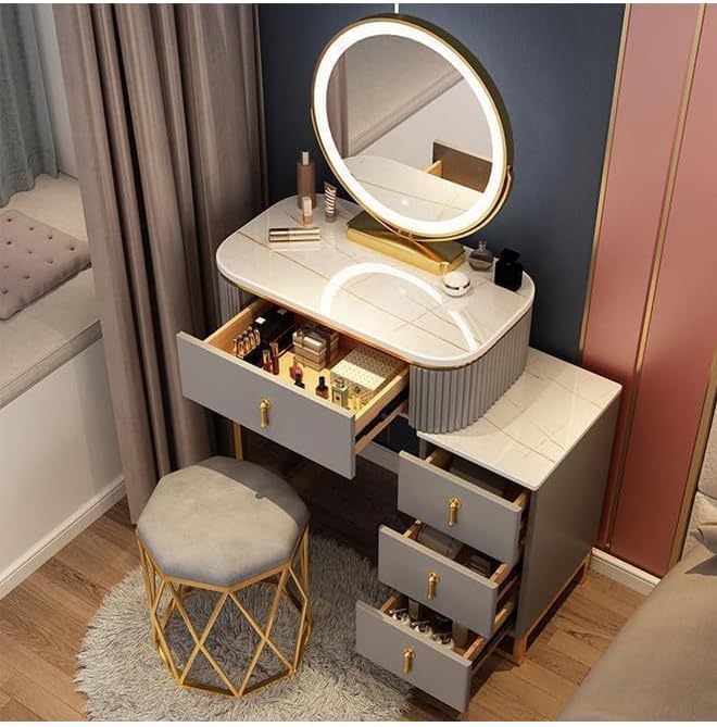 Makeup Table Dressing Table, Flip Mirror With Drawers And Chair - 70 CM - COOLBABY