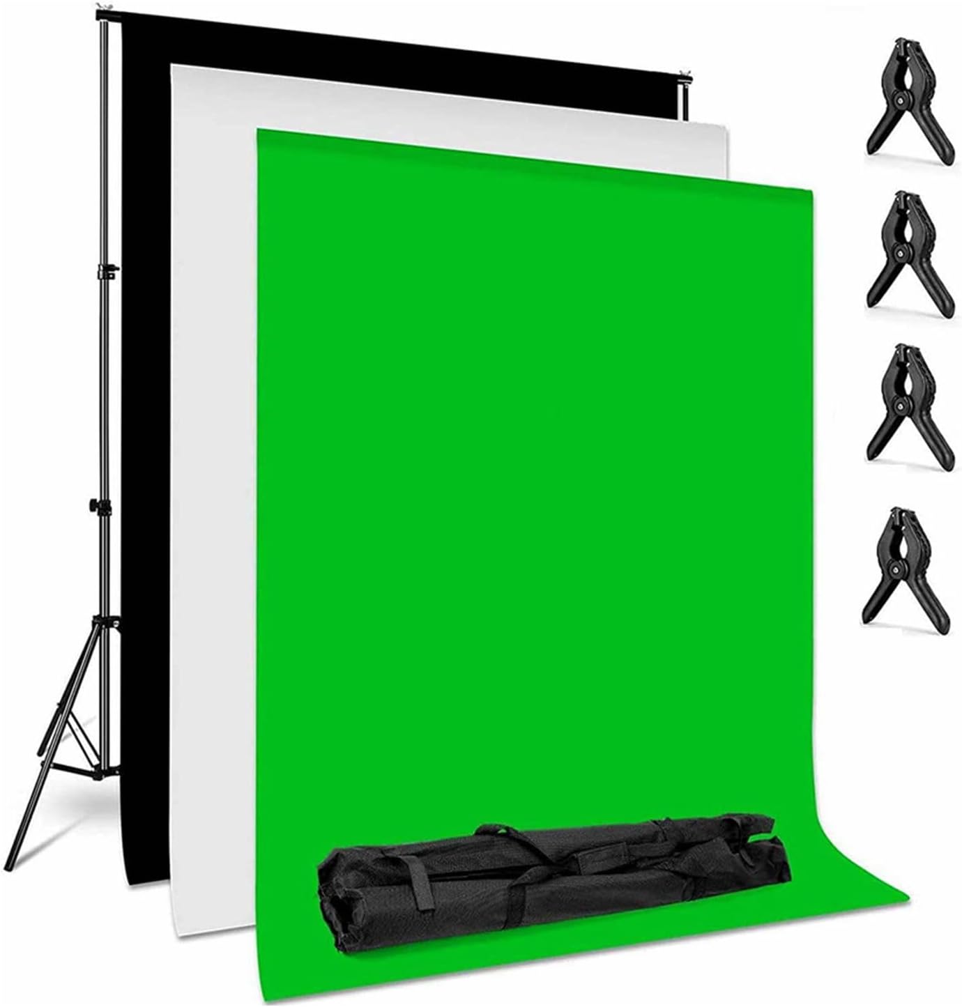 Backdrop Stand Kit with 3pcs Backdrops Photography Backdrop Support System Adjustable Photo Background Screen Stand - COOLBABY