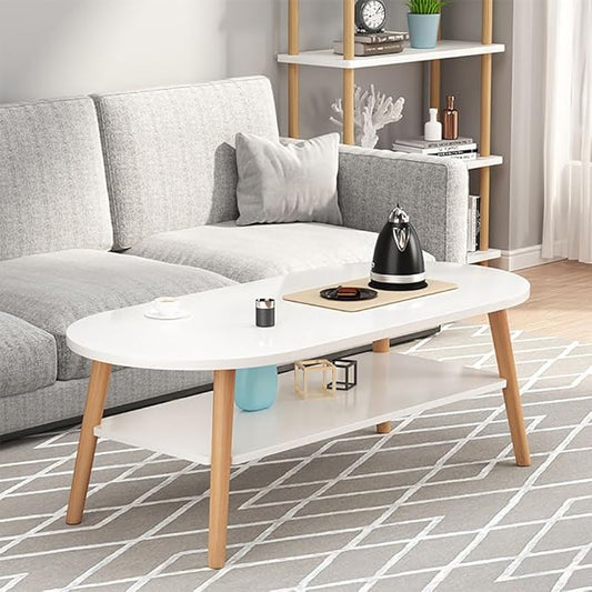 Modern Coffee Table – Nordic Style Rectangle Tea Table (100 x 50 cm, White)