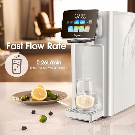 6 Stage Countertop Water Filtration, WP-RSA Countertop RO Alkaline Remineralization Water Filter, 3:1 Pure to Drain, Self-Flush with Pure Water (White) - COOLBABY