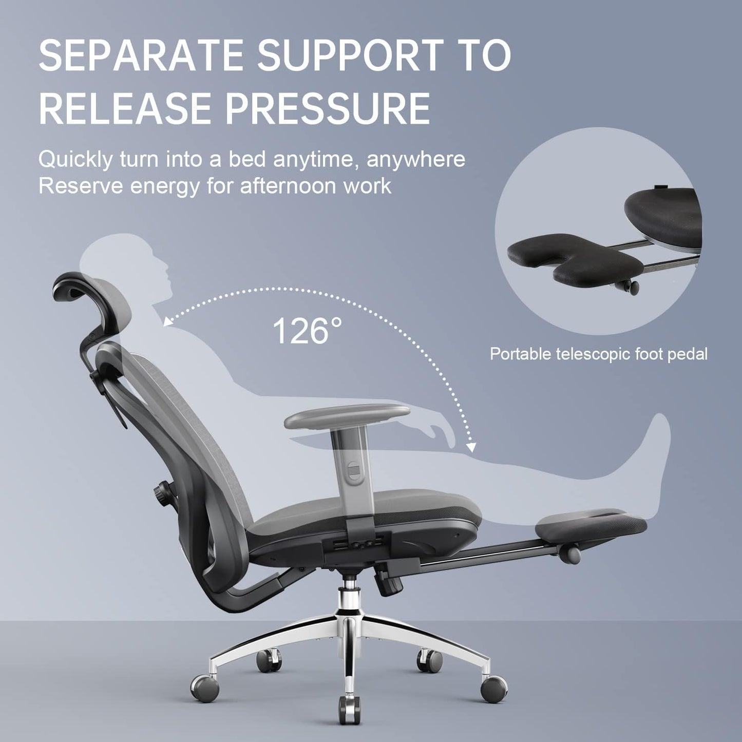 Ergonomic Office Chair, Computer High Back Desk Chair with 2D Armrest, Adjustable Headrest, Lumbar Support And with Footrest