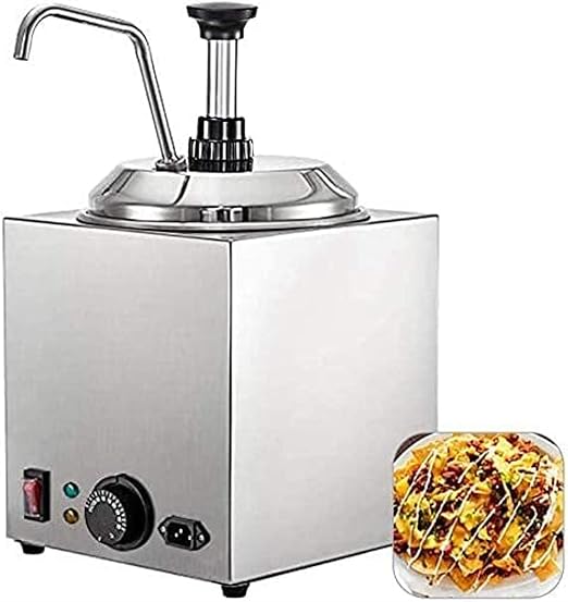 2.5L Square Cheese warmer & dispenser - Stainless Steel Spout Heater for Hot Fudge Nacho Cheese Caramel - COOLBABY