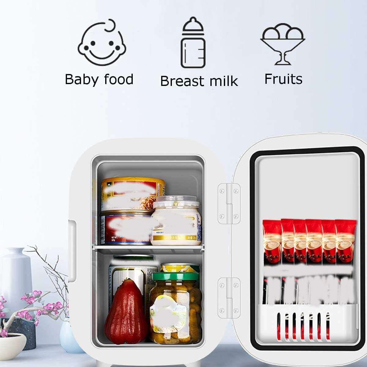 COOLBABY Mini Fridge 6 Liter Dual Use Small Refrigerator Car/Home Cooler Warmer Portable Freezer Portable Heating & Cooling Makeup Fridge CZBX06-TMM - COOLBABY