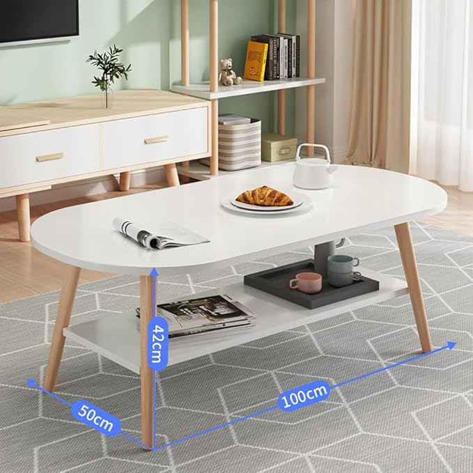 Modern Coffee Table – Nordic Style Rectangle Tea Table (100 x 50 cm, White)