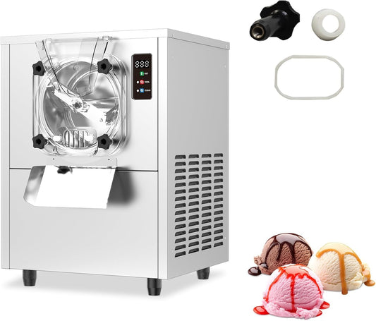 COOLBABY Commercial Desktop Ice Cream Making Machine, Hard Ice Cream Machine, Gelato, Sorbet and Frozen Yogurt Maker, Stainless Steel, 5.3 Gal/H, 1400W - COOLBABY