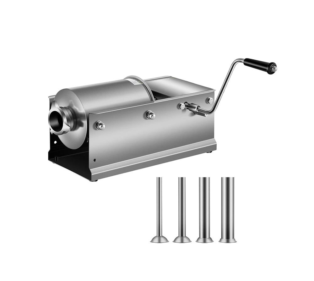 5L Stainless Steel Horizontal Sausage Filler - Sausage Stuffer Machine with 5 Filling Nozzles - COOLBABY