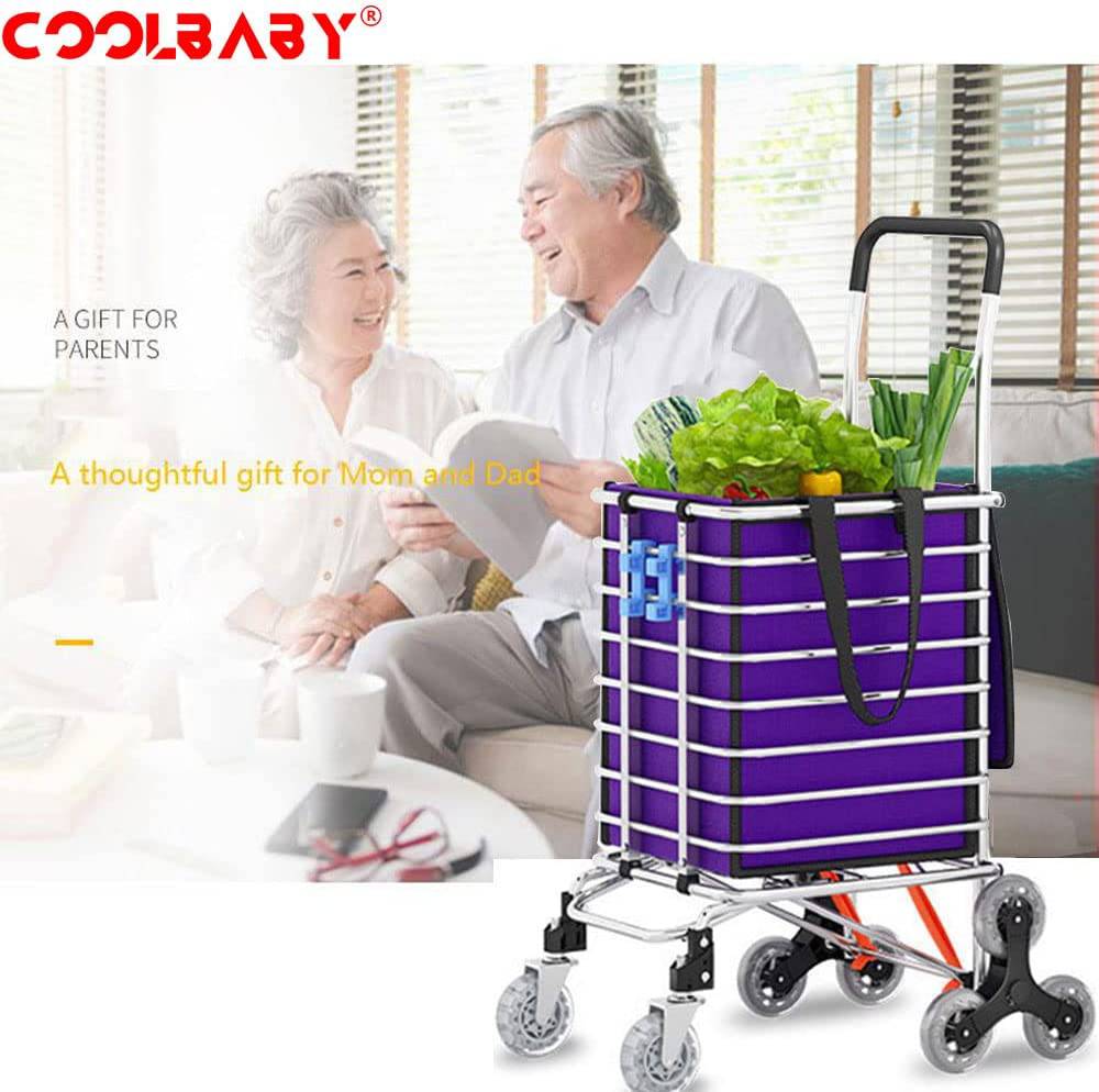 COOLBABY ZRW-GWC01 Shopping Carts, Grocery Carts,Family Carts,With Cover Oxford Cloth Bags,Triangle Wheel,For Parents, Old People Out Shopping - COOL BABY