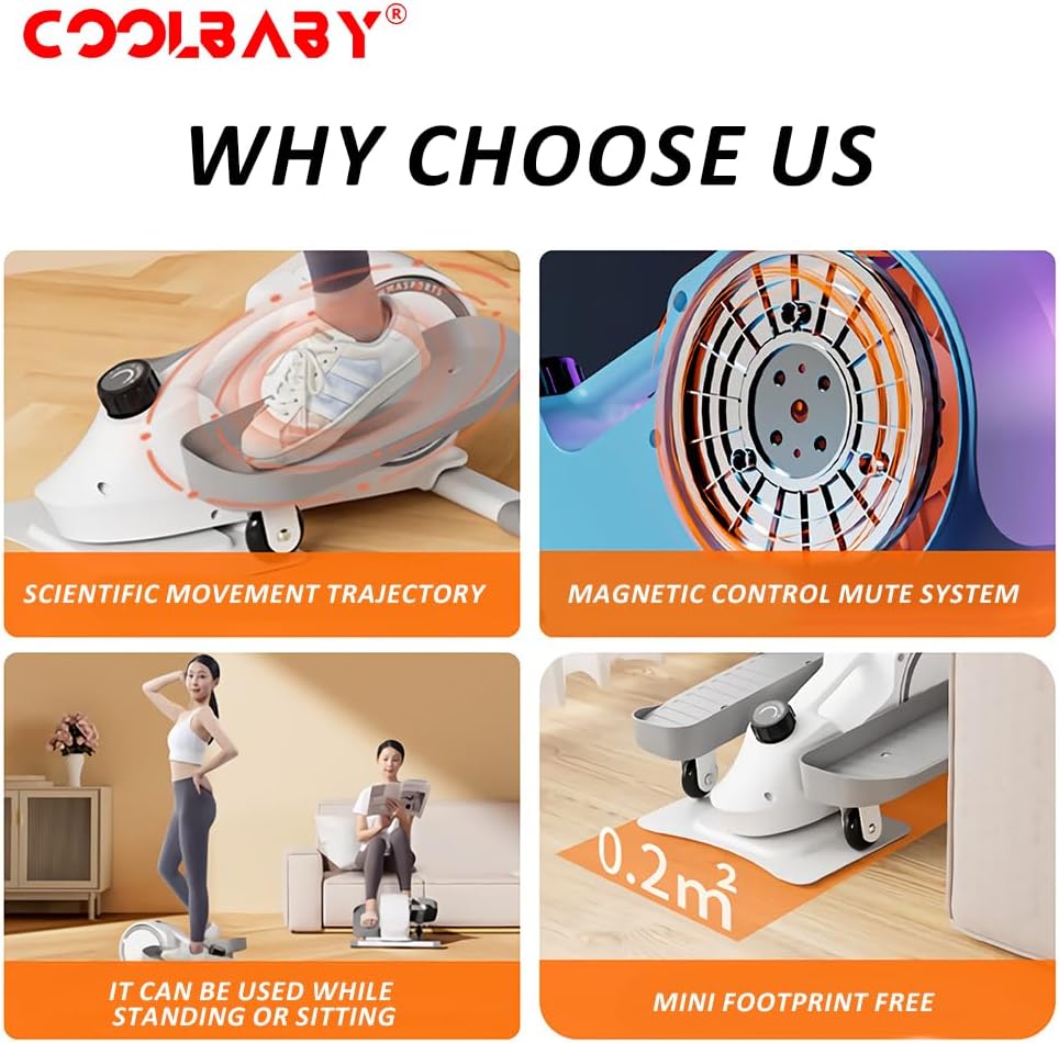 COOLBABY Under Desk Elliptical,Magnetic Ellipse Leg Exerciser - COOLBABY