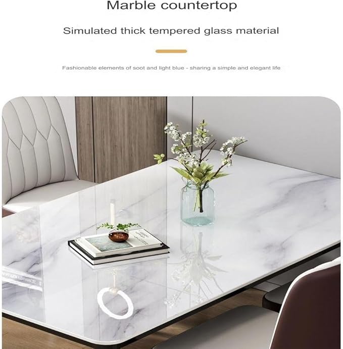 Modern Multipurpose Standard Rectangle Sintered Stone Dining Table and 4 Concave Curve Chair Set for Kitchen - COOLBABY