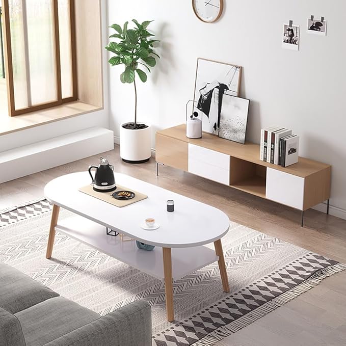 Modern Coffee Table – Nordic Style Rectangle Tea Table (100 x 50 cm, White)