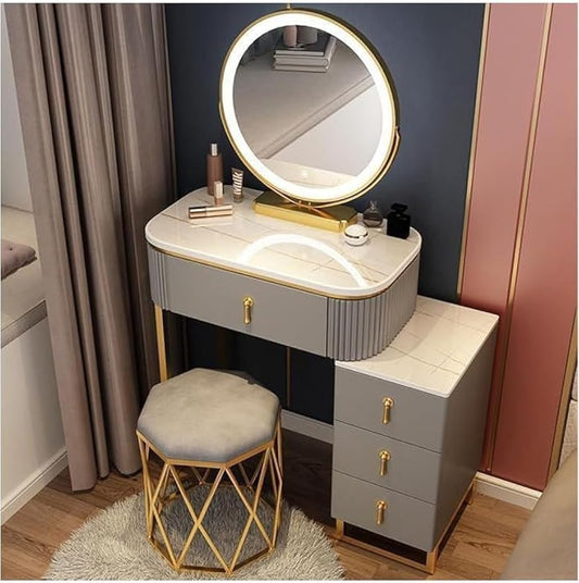 Makeup Table Dressing Table, Flip Mirror With Drawers And Chair - 70 CM - COOLBABY