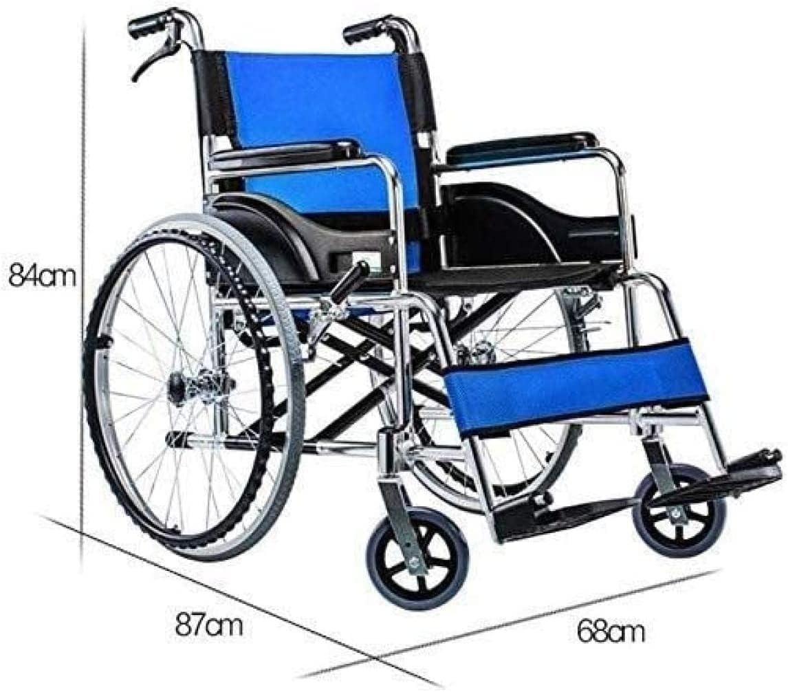 Lightweight Folding Aluminum Manual Wheelchair Thickened Elderly Medline Wheelchairs Adjustable Seat Cushion, with Handbrakes - COOLBABY