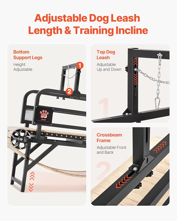 Dog Treadmill for Large & Medium Dogs with Brake – Heavy‑Duty Slatmill with 3 Adjustable Ramps, Training & Indoor Exercise (Supports Up to 330 lbs)