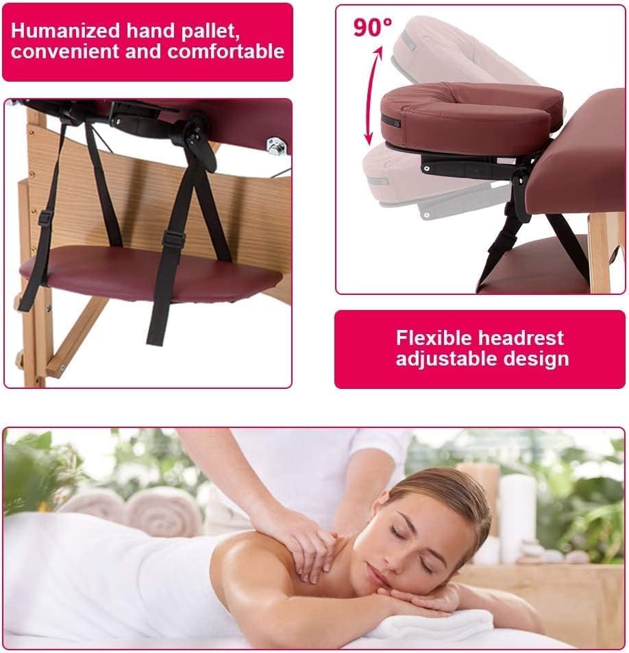 Coolbaby Professional Folding Massage Table - Portable Spa Bed With Face Cradle, Armrests, Wooden Legs, Height Adjustable (Red) KYBJ-304-SRK4 - COOLBABY