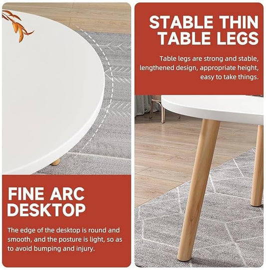 Coffee Table, 2-Tier Oval Side Table Large Coffee Table for Living Room, for Living Room Bedroom Balcony 120x60cm - COOLBABY