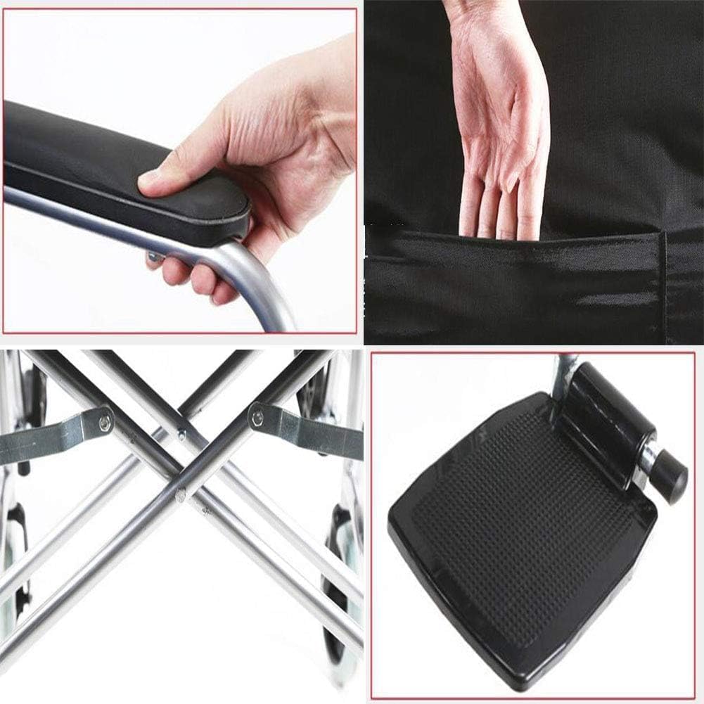 Lightweight Folding Aluminum Manual Wheelchair Thickened Elderly Medline Wheelchairs Adjustable Seat Cushion, with Handbrakes - COOLBABY